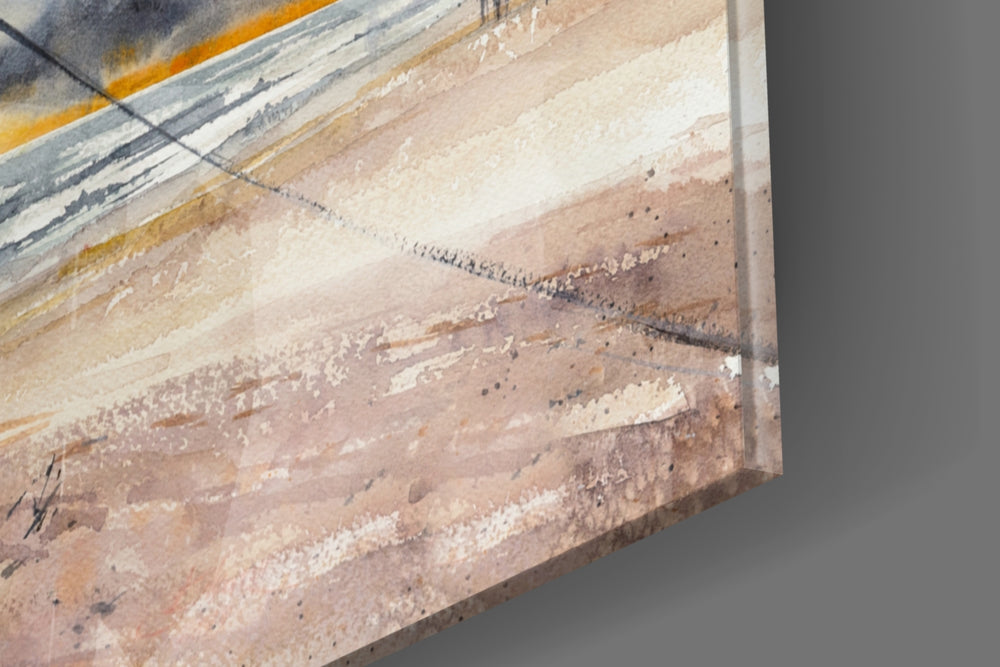 Fishing Boat glass panel catching gallery light to reveal its tactile wash