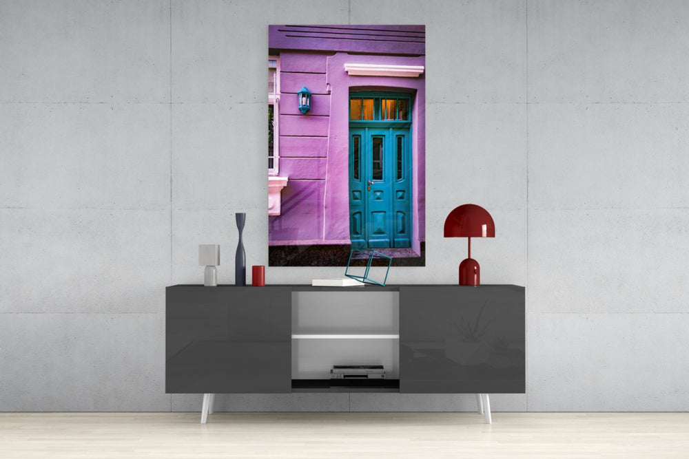 Purple House Glass Wall Art.