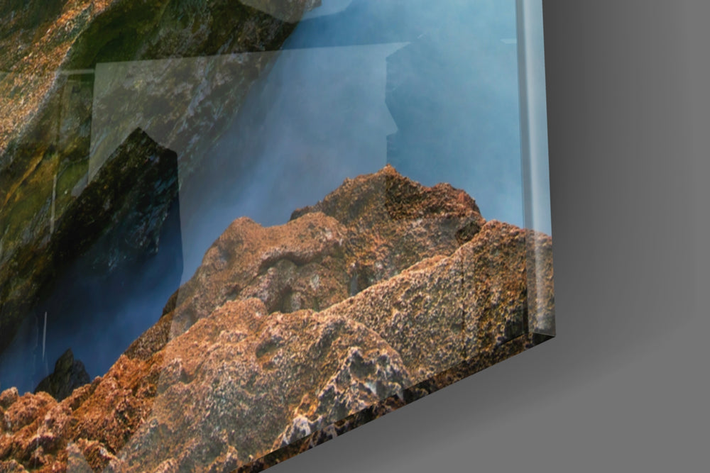Coast Sunset panel catching low light to reveal its tactile mist