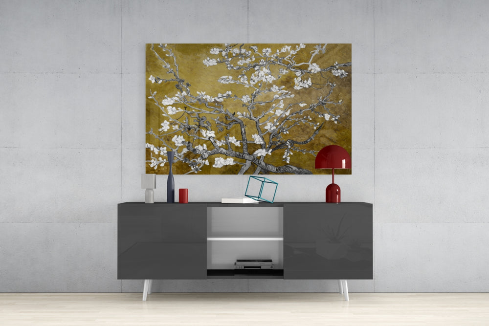 White Flowers Glass Wall Art.