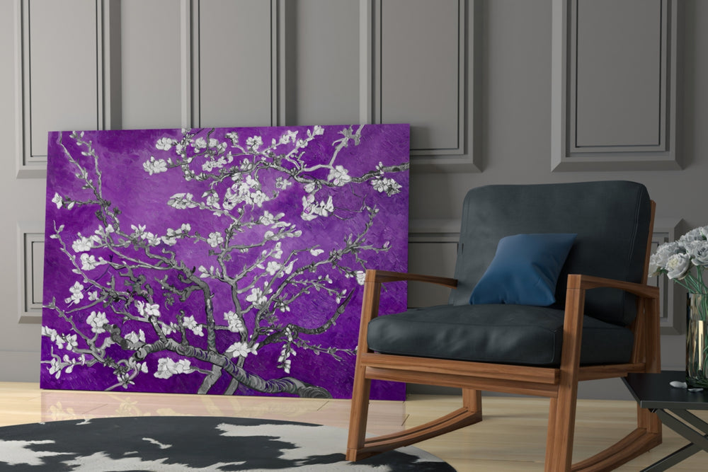 Violet Almond artwork anchoring a wall with bold mystical palette
