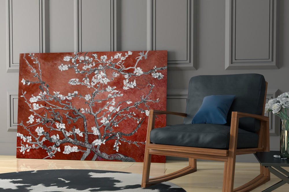 Rust Almond artwork anchoring a wall with moody warm palette
