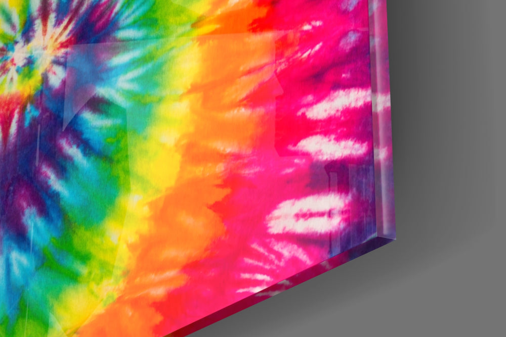 Tie Dye panel catching gallery light to reveal its tactile bleed