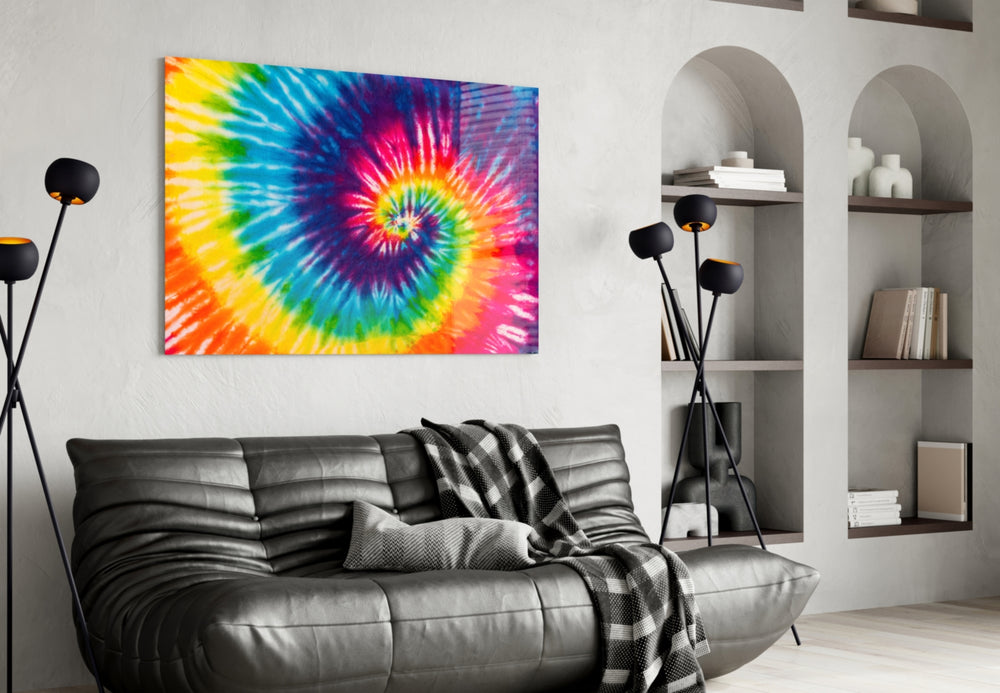 Tie Dye panel adding statement mood to a creative office