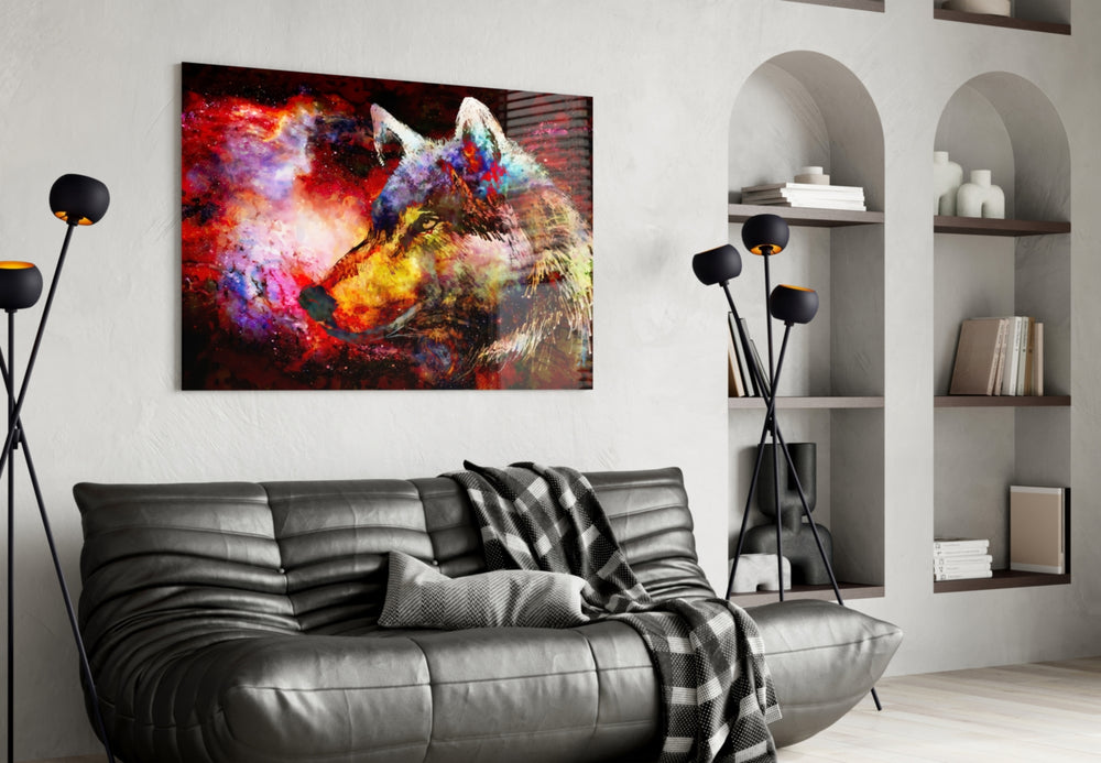 Wolf panel adding cosmic mood to a teen room