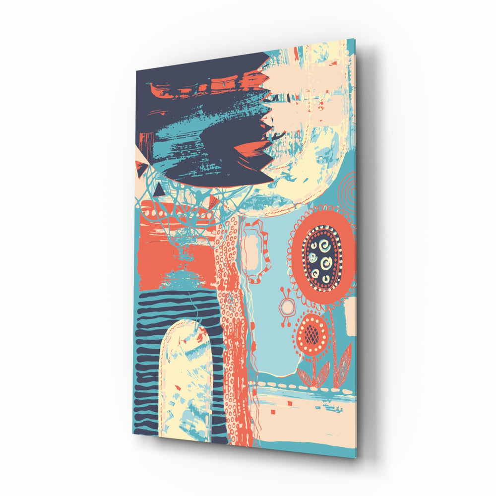 Memphis-collage panel bringing kinetic drama to a contemporary living space