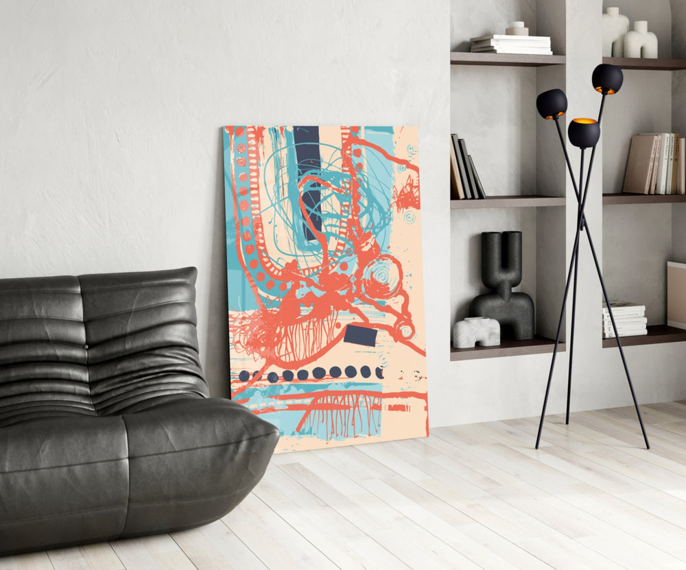 Scribble glass print enhancing a foyer with editorial drama