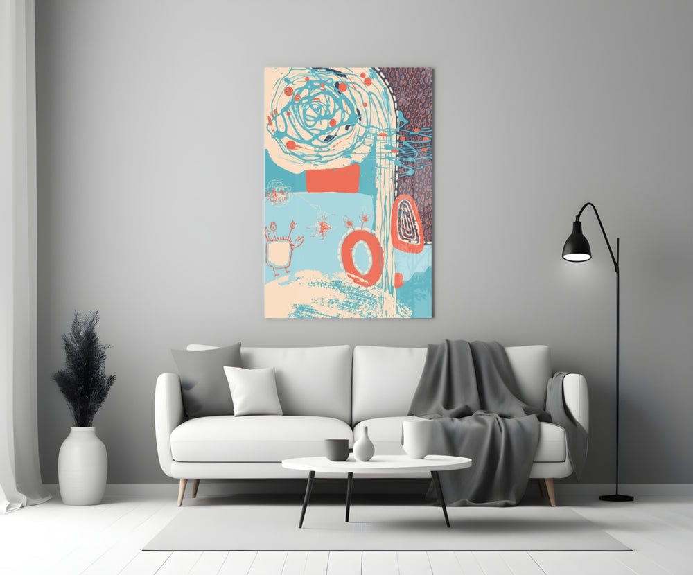 Doodle glass wall art styled above a rocking chair in a nursery
