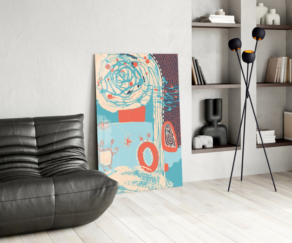 Doodle glass print enhancing a girl's room with editorial spirit