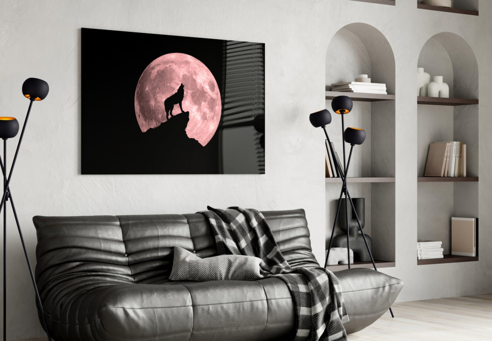 Pink Moon Wolf panel adding cosmic mood to a teen room