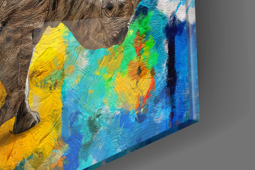 Color Splash Rhino panel catching gallery light to reveal its tactile slash