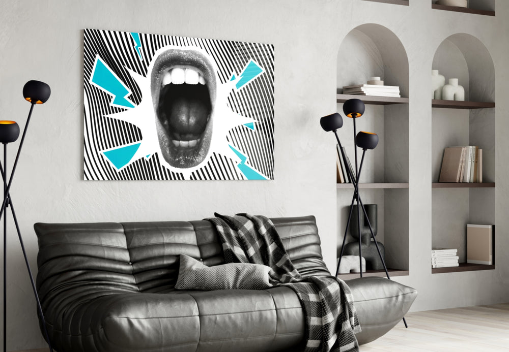 Scream panel adding editorial mood to a games room