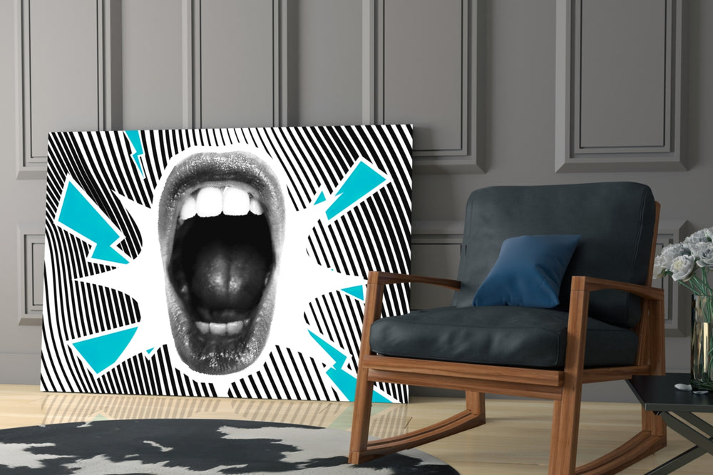 Scream artwork anchoring a wall with bold edgy palette