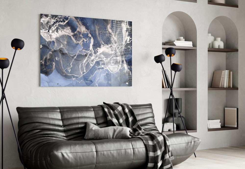 Sapphire Marble panel adding luxe mood to a powder room