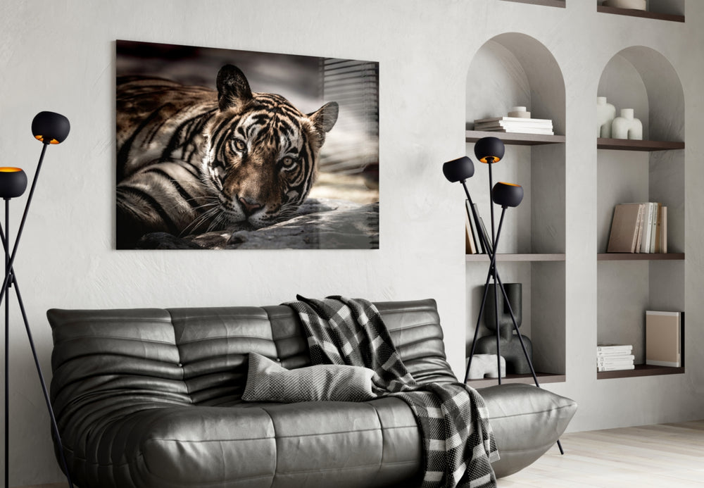 Resting Tiger panel adding safari mood to a study