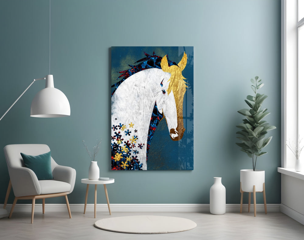 Floral Horse panel adding luxe mood to a study