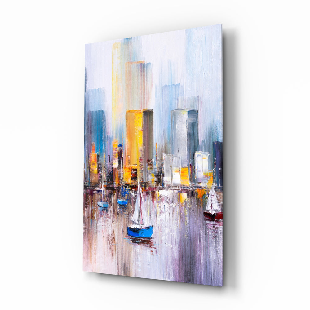 Impressionist-cityscape panel bringing urbanist drama to a contemporary living space