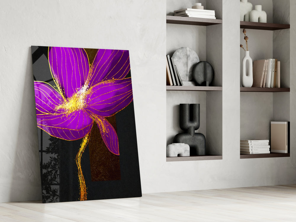 Neon Bloom artwork anchoring a wall with bold luxe palette