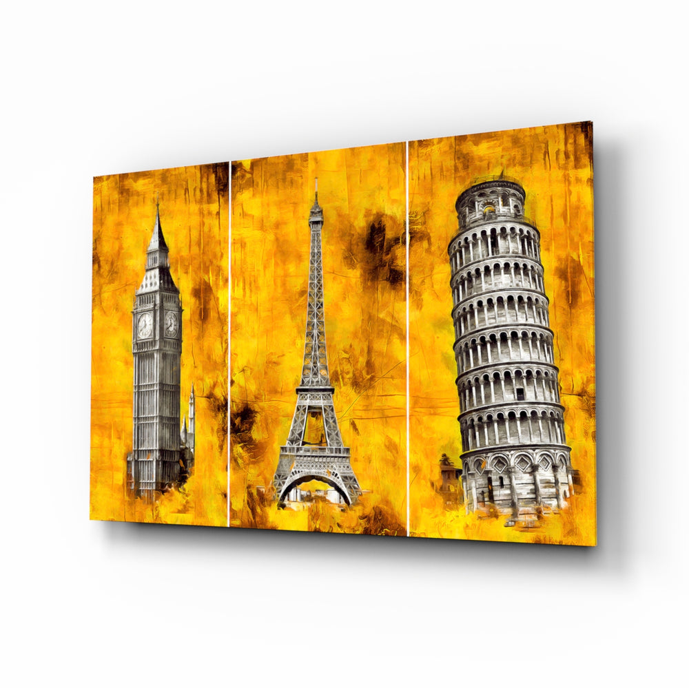 Travel-collage panel bringing wanderlust drama to a contemporary living space