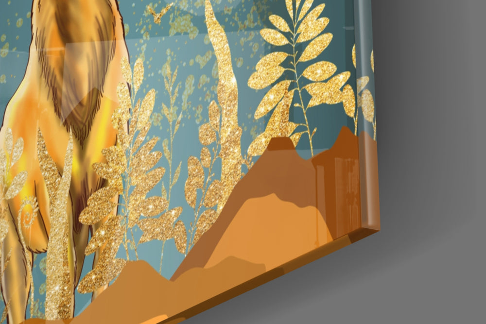 Floral Stag panel catching gallery light to reveal its tactile facet