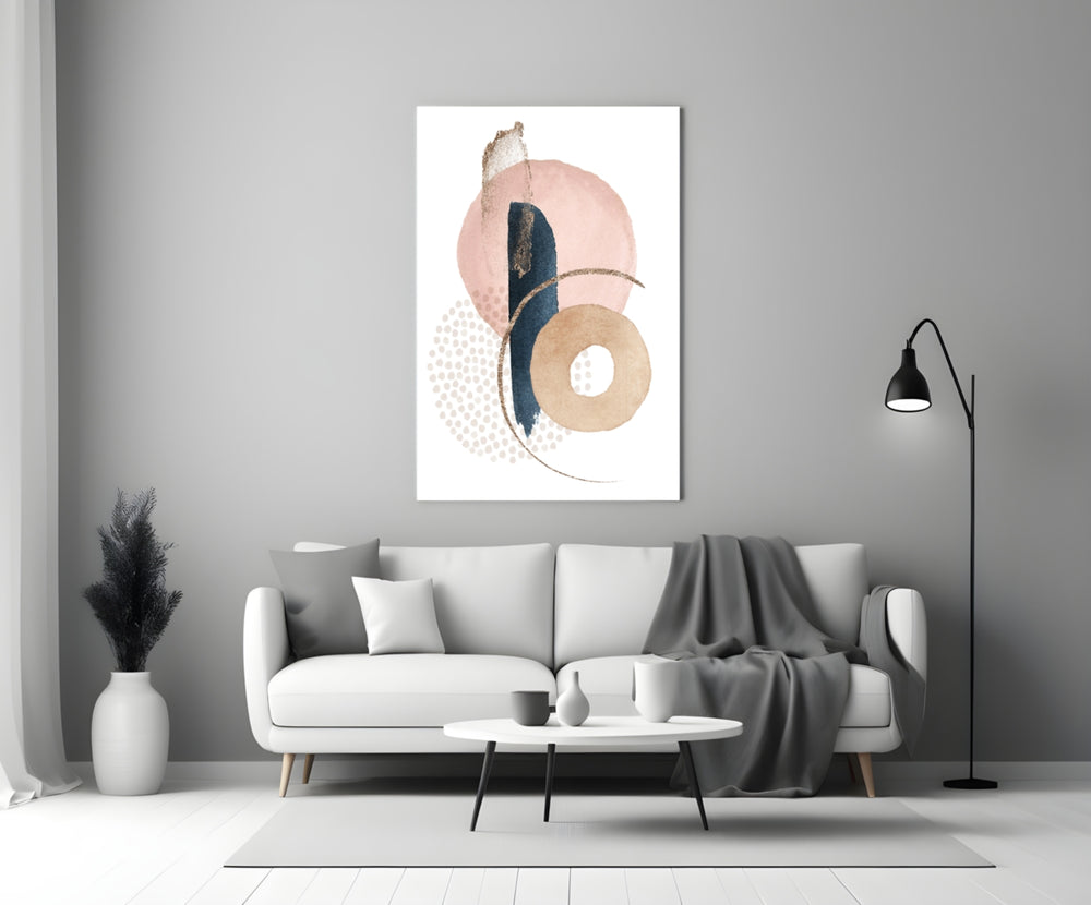Boho Curve glass wall art styled above a bed in a bedroom