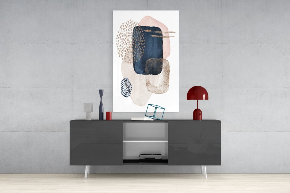 Abstract Shapes Glass Wall Art.