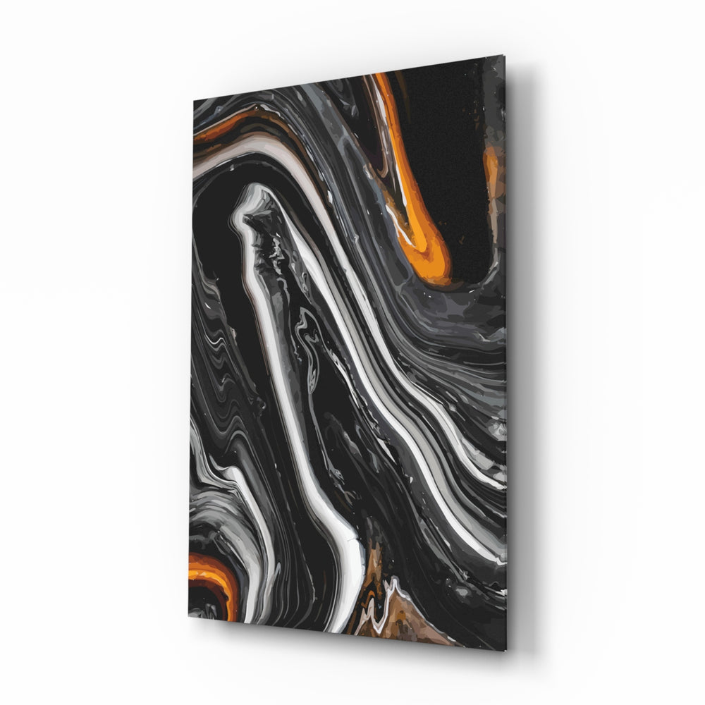 Alcohol-ink panel bringing moody drama to a contemporary living space