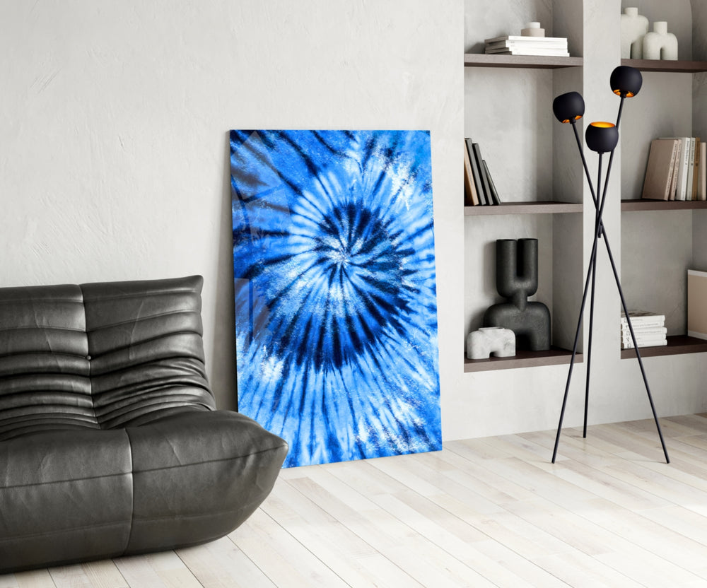 Blue Tie Dye glass print enhancing a child's room with editorial drama