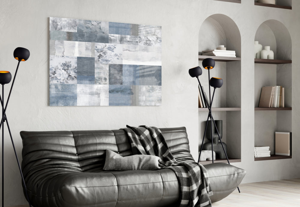 Soft Patchwork panel adding calming mood to a guest room
