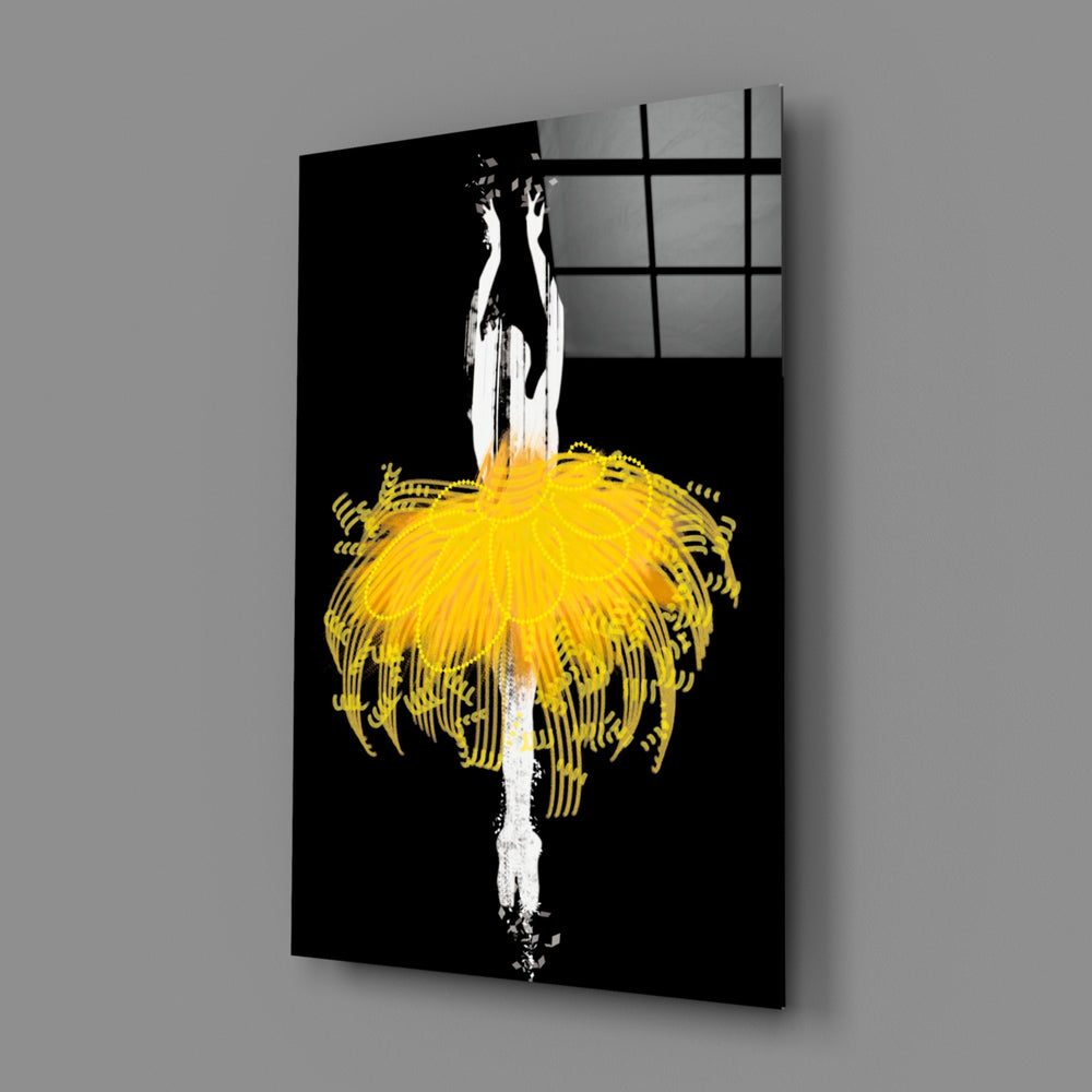 Close-up detail of gold tutu blooming against velvet black