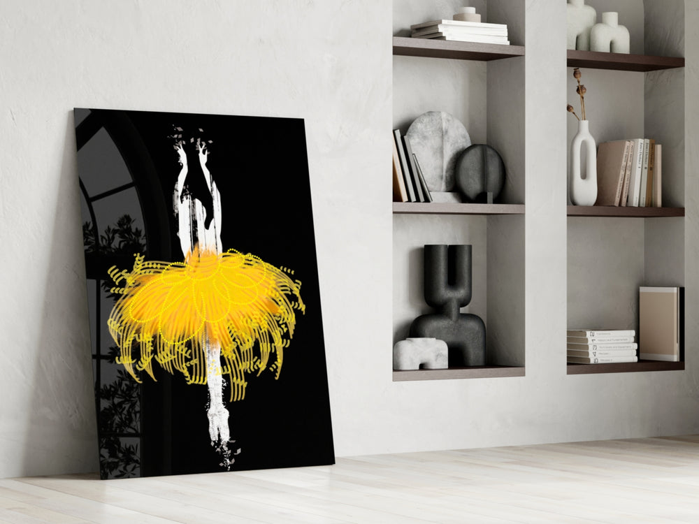 Gold Ballerina artwork anchoring a wall with moody luxe palette