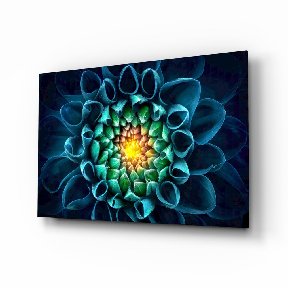 Macro-floral panel bringing luxe drama to a contemporary spa interior