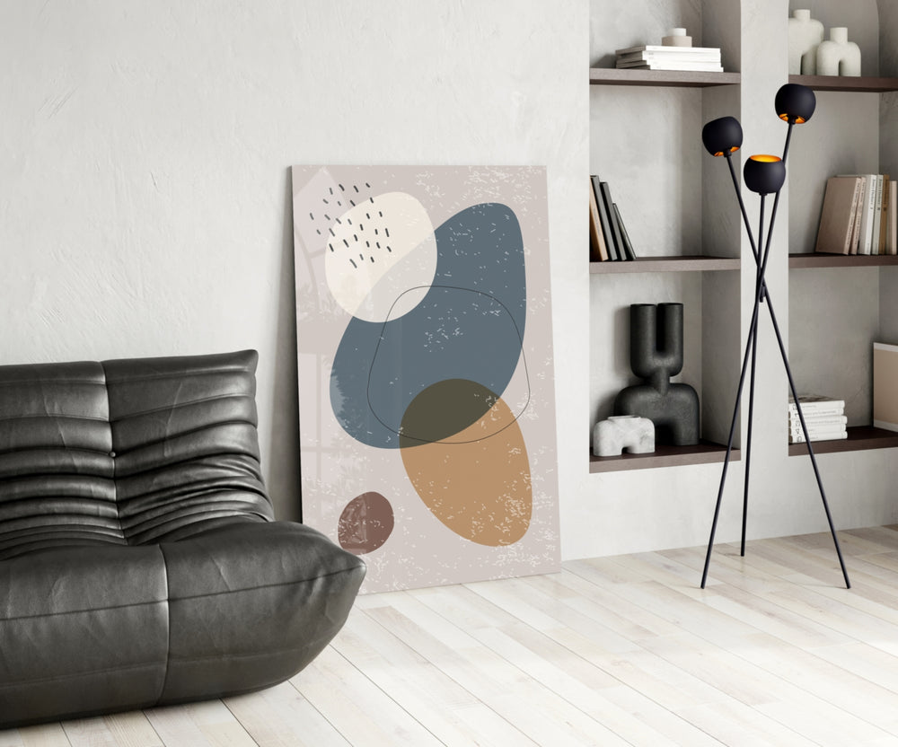 Pebble Stack glass print enhancing a study with editorial spirit