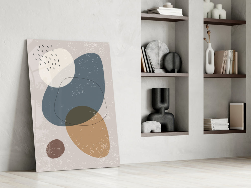 Pebble Stack artwork anchoring a wall with soft modern palette