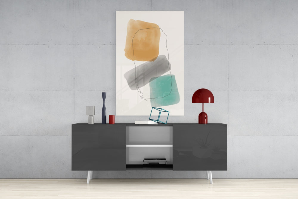 Abstract Shapes Glass Wall Art.