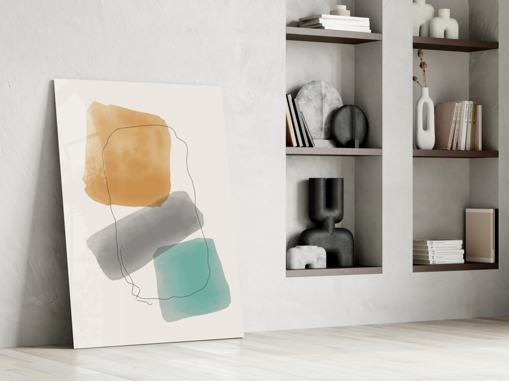 Soft Trio artwork anchoring a wall with soft modern palette