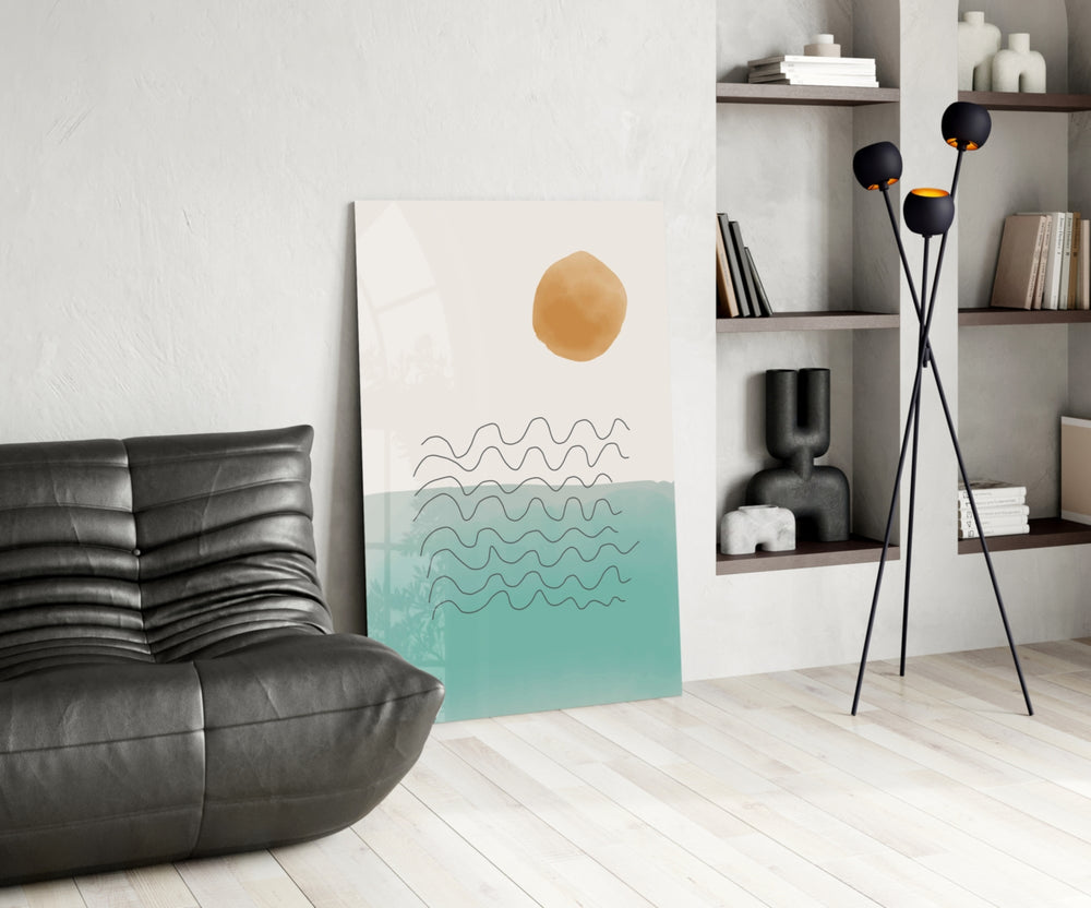 Coastal Sun glass print enhancing a guest room with editorial spirit