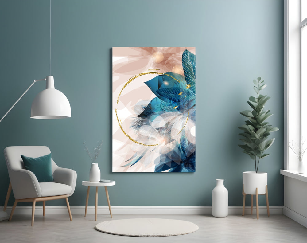 Coral Bloom panel adding editorial mood to a master bedroom