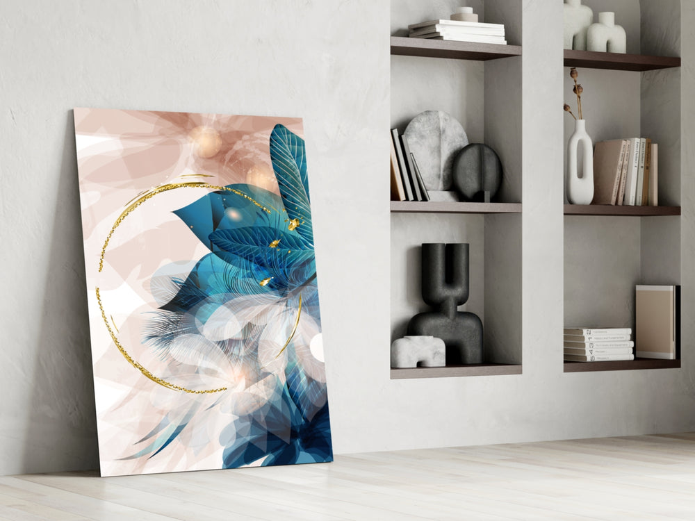 Coral Bloom artwork anchoring a wall with bold luxe palette
