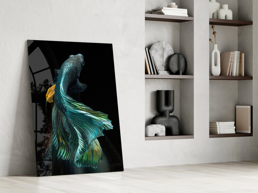 Betta Fish artwork anchoring a wall with moody luxe palette