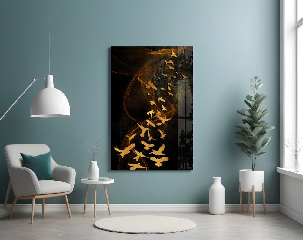 Gold Flight panel adding luxury mood to a living room