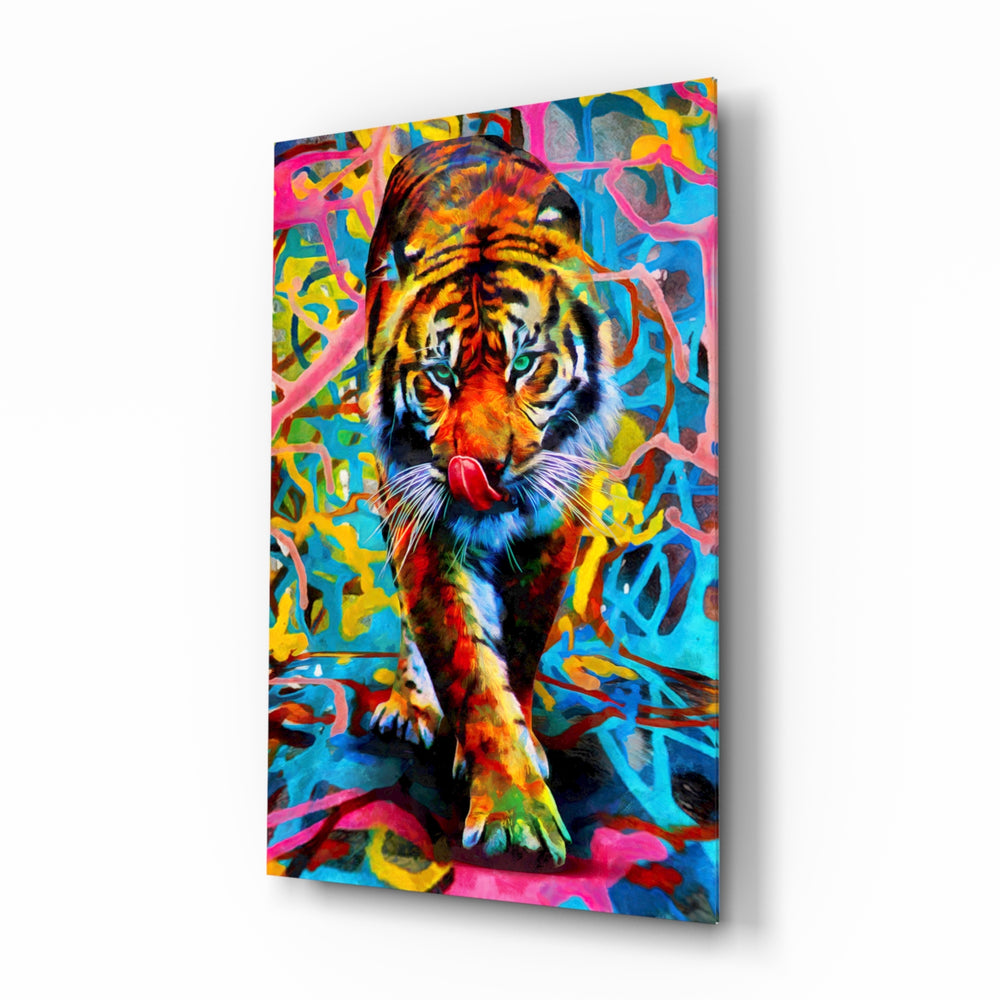 Graffiti-pop panel bringing urban drama to a contemporary living space