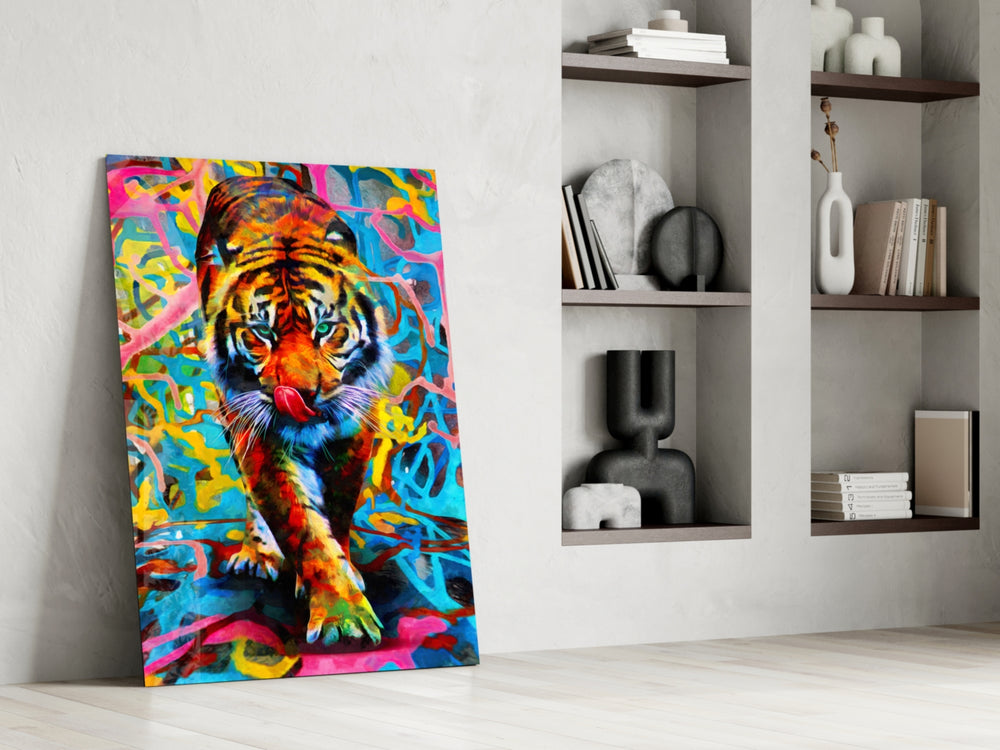 Graffiti Tiger artwork anchoring a wall with bold urban palette