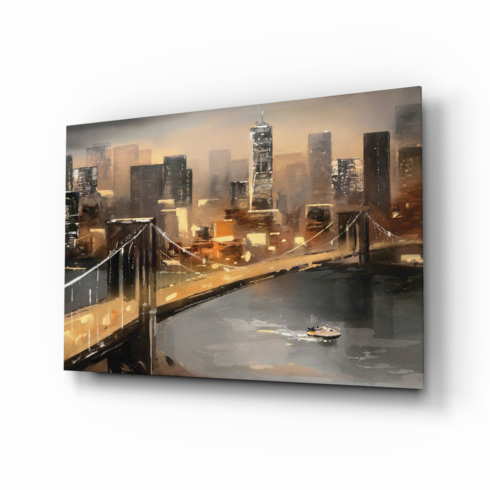 Impressionist-cityscape panel bringing urbanist drama to a contemporary living space