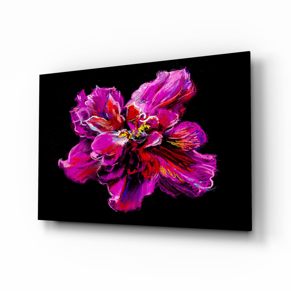 Pop-floral panel bringing romantic drama to a contemporary living space