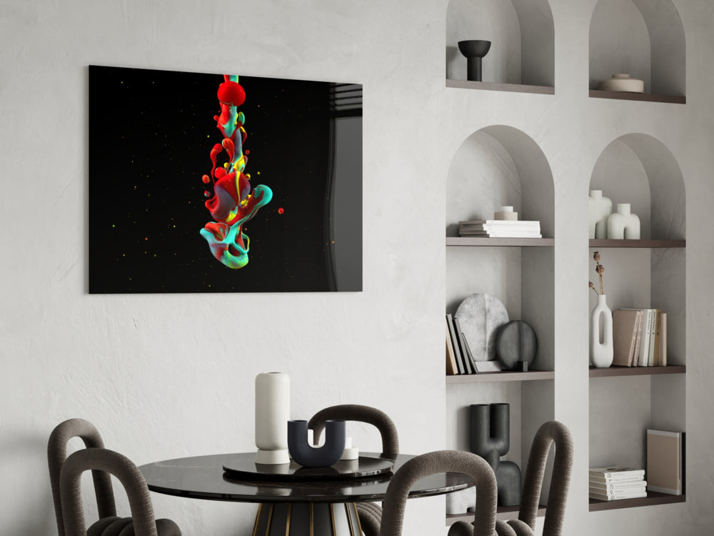 Liquid Stack glass print enhancing a foyer with editorial drama