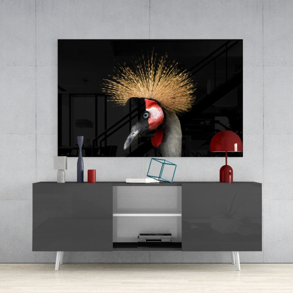 Crane Bird Glass Wall Art.