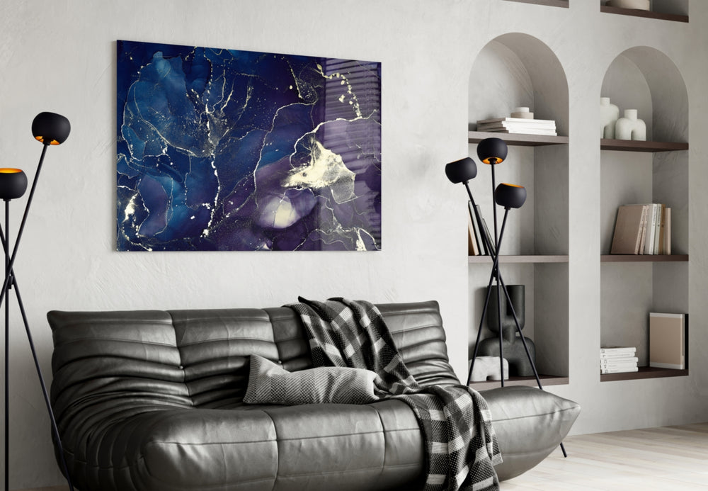 Indigo Marble panel adding luxe mood to a study