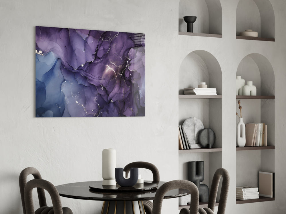 Amethyst Veil glass print enhancing a foyer with editorial drama