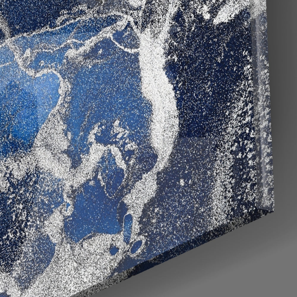 Cobalt Spill panel catching window light to reveal its tactile fracture